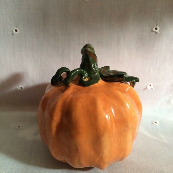 Mango Tree Studios Ceramic 3” Pumpkin Fall Décor Accent piece Atisian Made OOAK - Picture 2 of 7